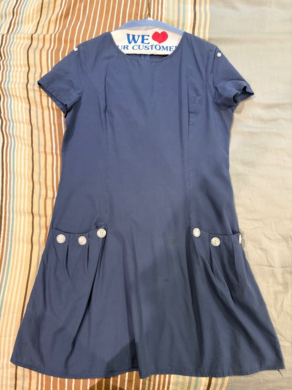 MISSLOOK Navy Drop-Waist Shift Dress sz M
